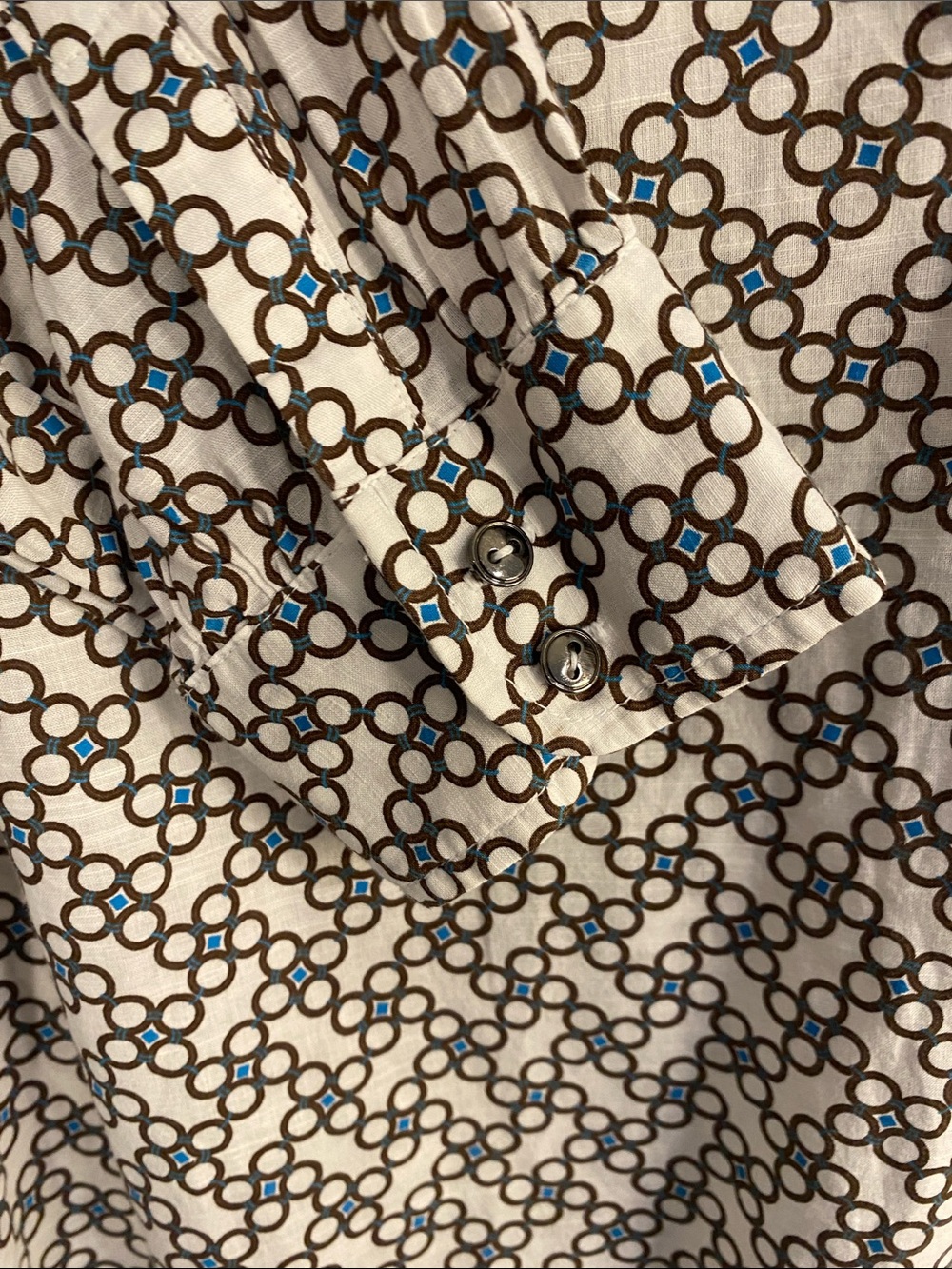 Talbots Cotton Blouse Geometric Print Preppy Office Career Cottagecore Top Large - Picture 6 of 11